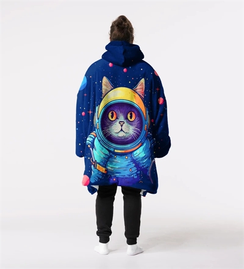 Huggie - Astronaut Cat - Giant Blanket Hoodie - Kæmpe Tæppe Hættetrøje